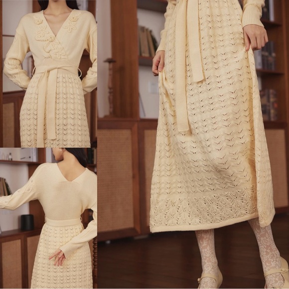 NWT Lacemade Vine Diary Cream Knitted Dress - Picture 2 of 6